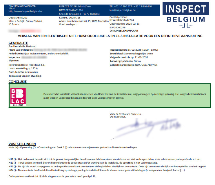 Begeleiding bij elektrische keuring